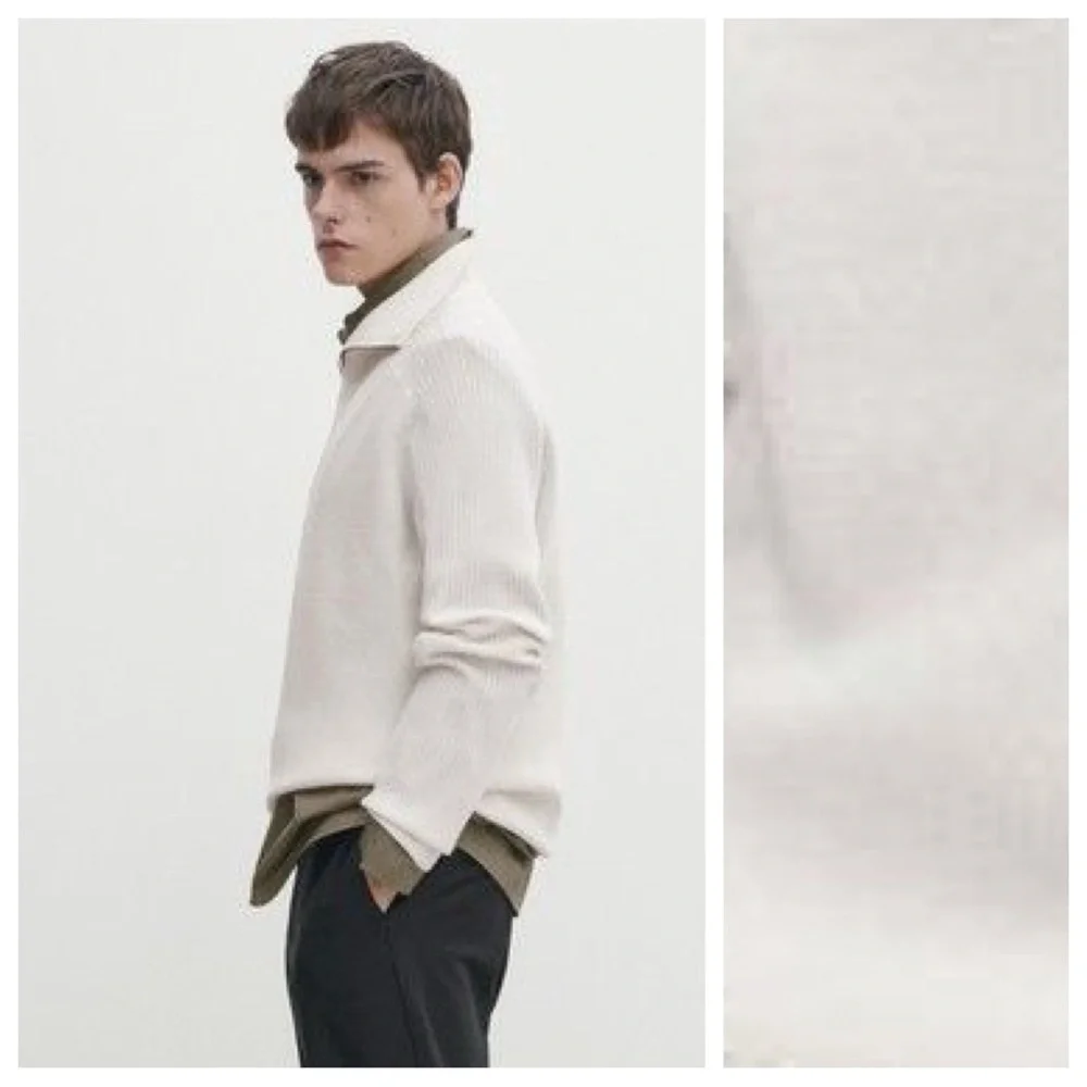 NWT Massimo Dutti Cream Cotton/Viscose Blend Knit Sweater. Size XL.